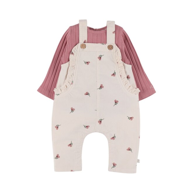 Noukie's - Set Dungaree Corduroy & shirt Flower power