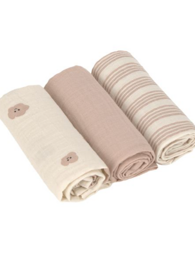 Lässig - Swaddle & Burp blanket M 3 pcs Tiny Team Mushroom - 60x60 cm