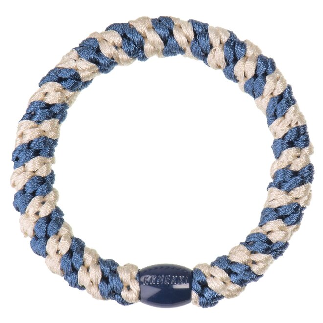 KKNEKKI Indigo ivory stripe Hairband and bracelet