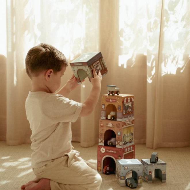 Little Dutch - Stapelblokken met auto's