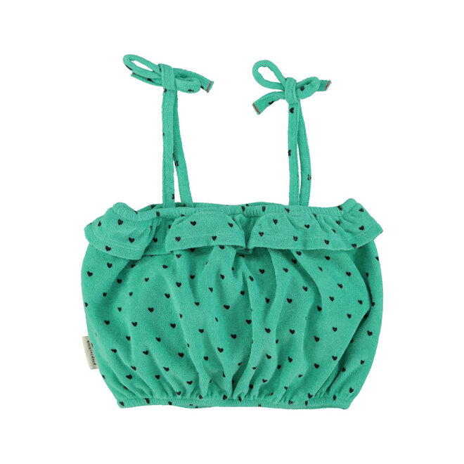 Piupiuchick - Top With Straps Green/Black Hearts