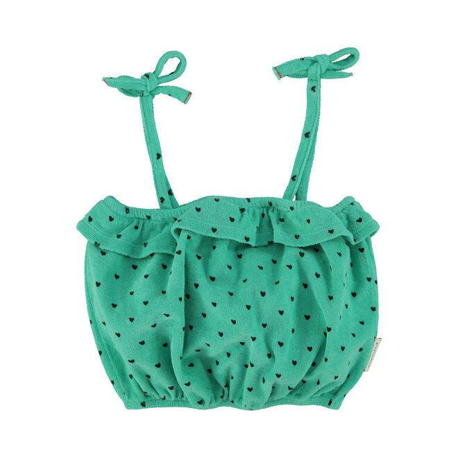 Piupiuchick - Top With Straps Green/Black Hearts