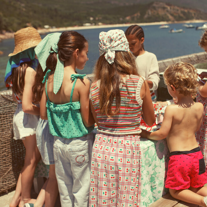 Piupiuchick - Top With Straps Green/Black Hearts