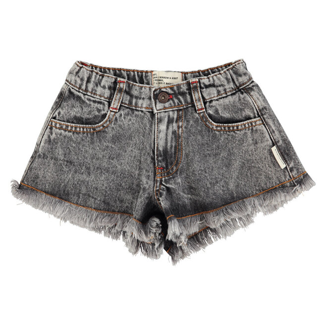 Piupiuchick - Shorts With Fringes Washed Black Denim