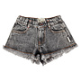 Piupiuchick - Shorts With Fringes Washed Black Denim
