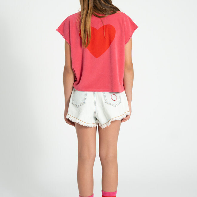 Piupiuchick - Shorts With Fringes Washed Light Blue