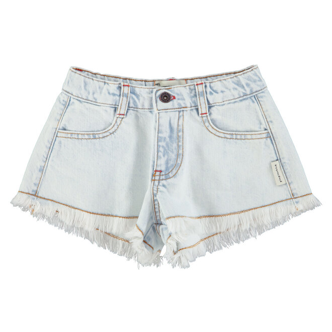Piupiuchick - Shorts With Fringes Washed Light Blue