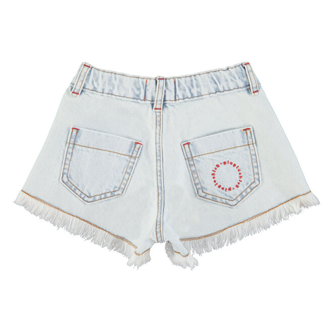 Piupiuchick - Shorts With Fringes Washed Light Blue