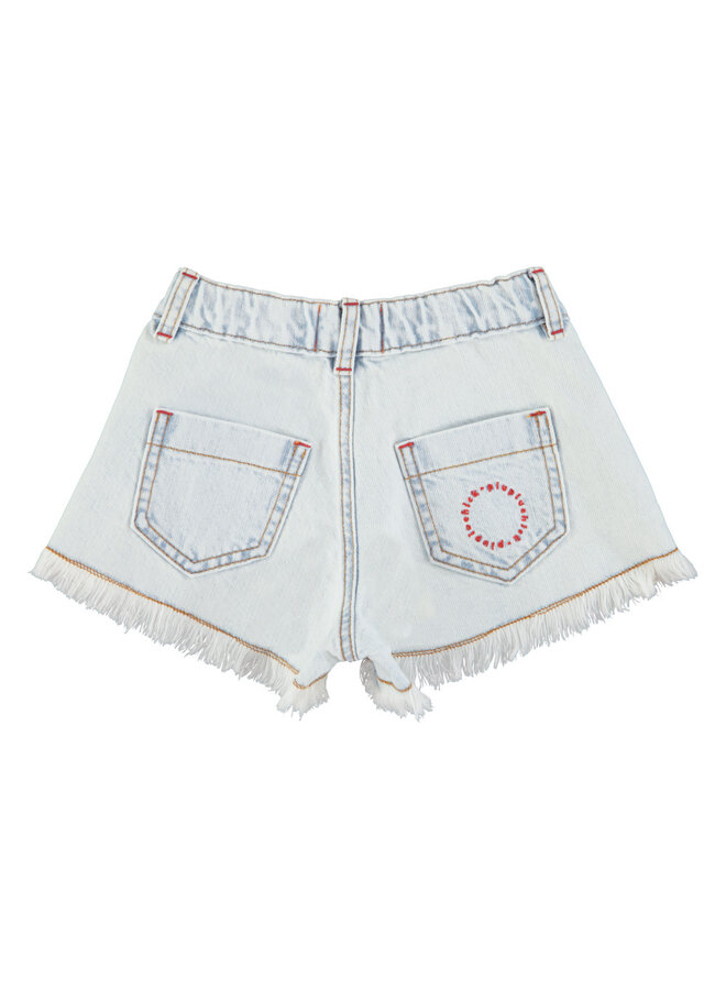 Piupiuchick - Shorts With Fringes Washed Light Blue
