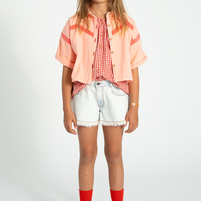 Piupiuchick - Short Sleeves Jacket Pink/Geometric Lines