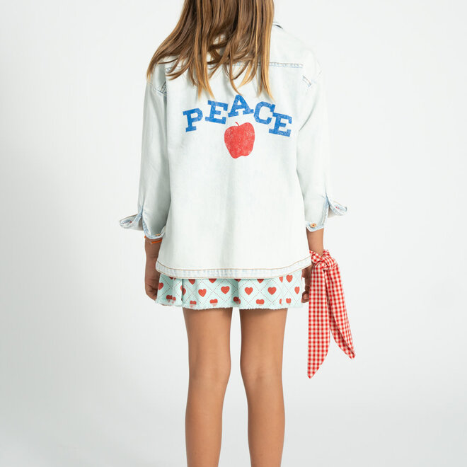 Piupiuchick - Skirt Light Blue Red Hearts