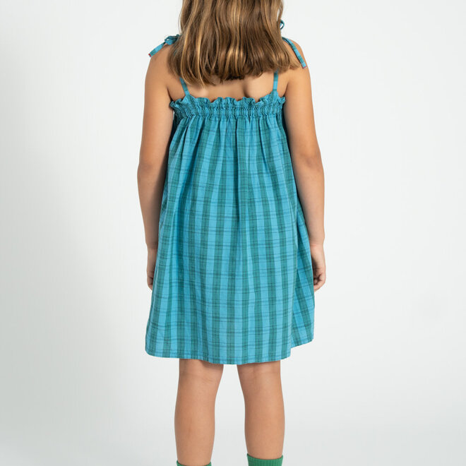 Piupiuchick - Dress with Straps Blue Green Checkered