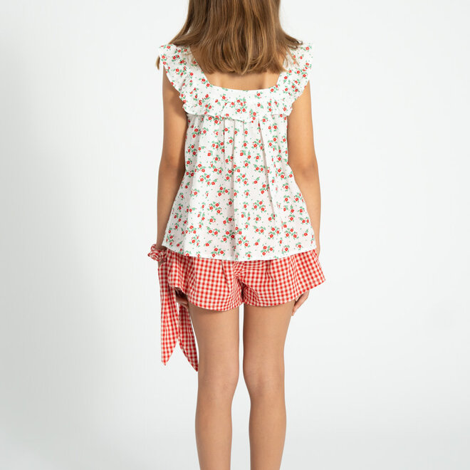 Piupiuchick - Shorts Red Ecru Checkered