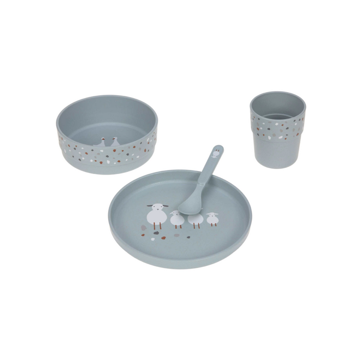 Lässig - Dish Set Tiny Farmer Sheep/Goose blue