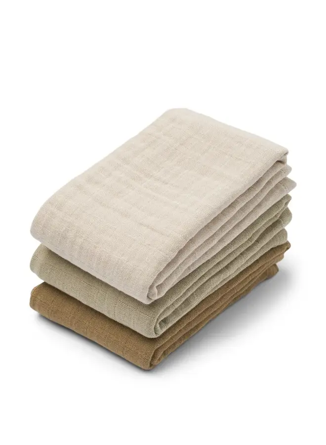 Liewood - Lewis muslin cloth 3-pack Sandy mix
