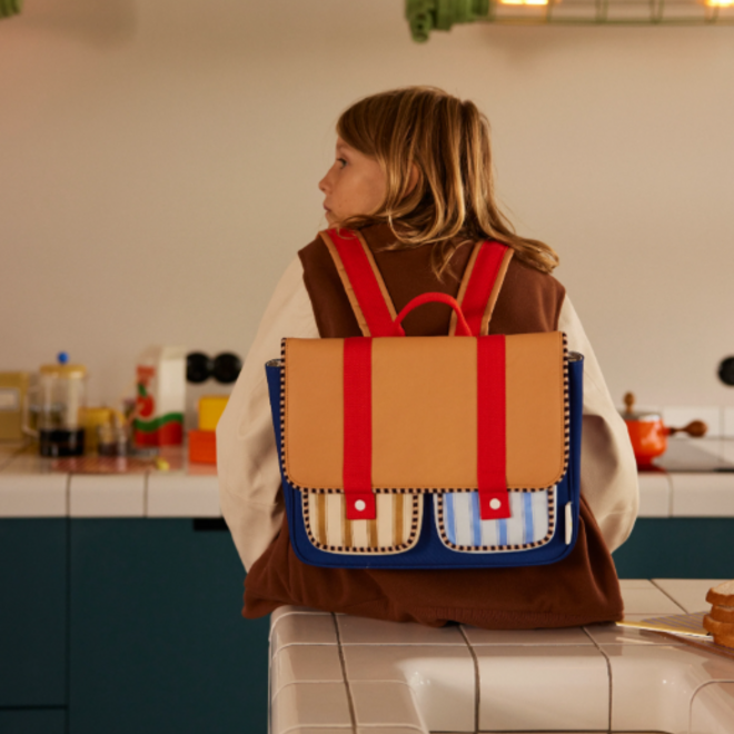 Sticky Lemon schoolbag - Wonders Jane beige & ned blue