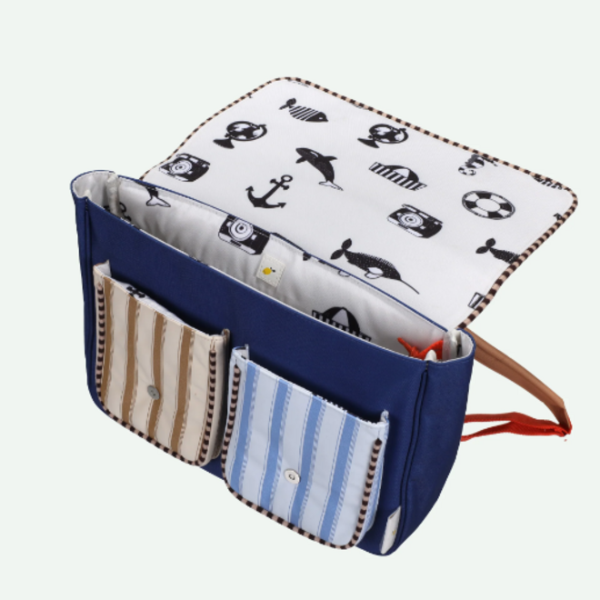 Sticky Lemon schoolbag - Wonders Jane beige & ned blue