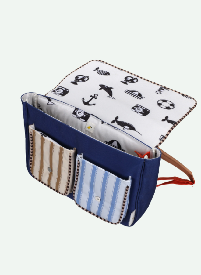 Sticky Lemon schoolbag - Wonders Jane beige & ned blue