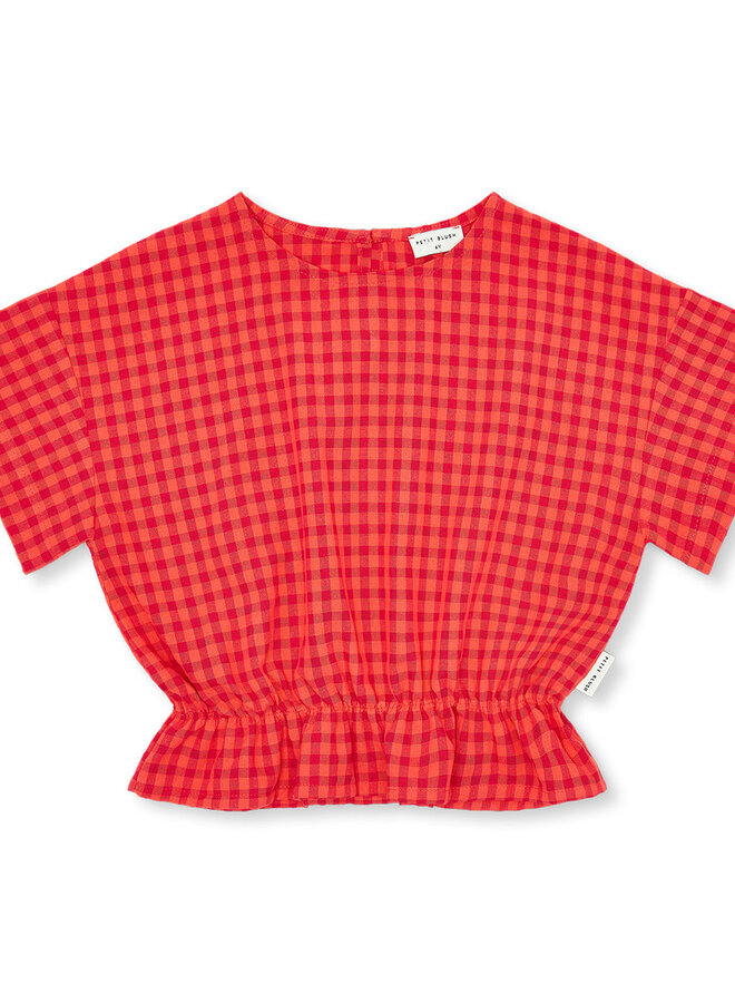 Petit Blush - Blouse elastic waiste Check red