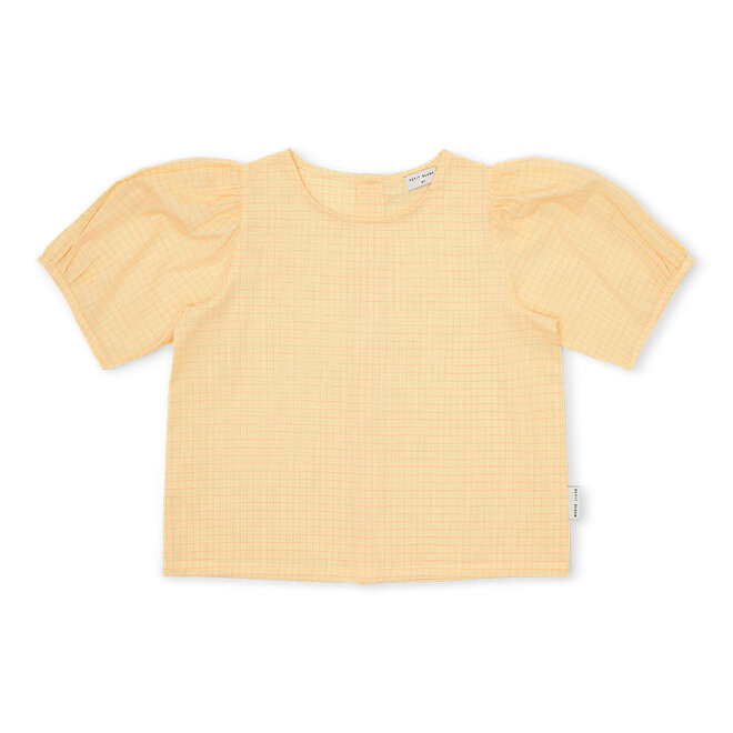Petit Blush - Puff sleeve blouse Check butter yellow