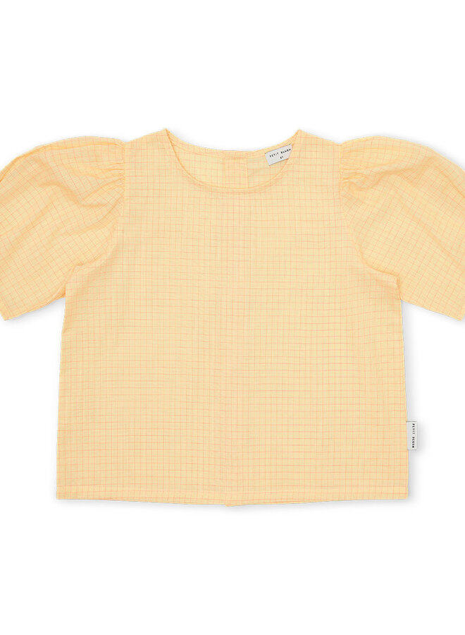 Petit Blush - Puff sleeve blouse Check butter yellow