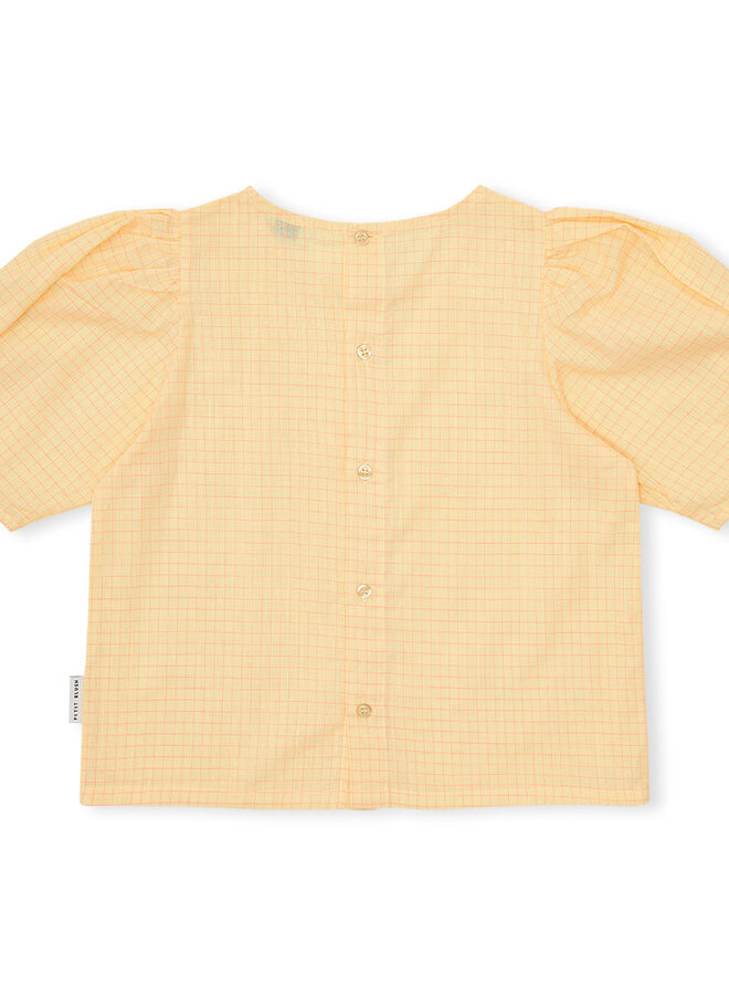 Petit Blush - Puff sleeve blouse Check butter yellow