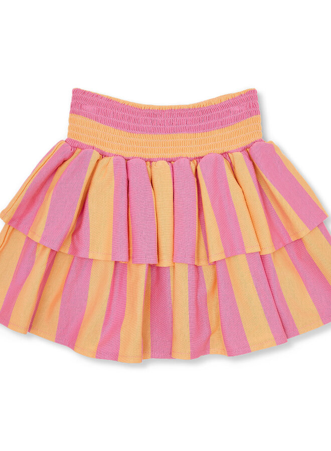 Petit Blush - Stripe smock skirt Cashmire rose/Peach cobbler