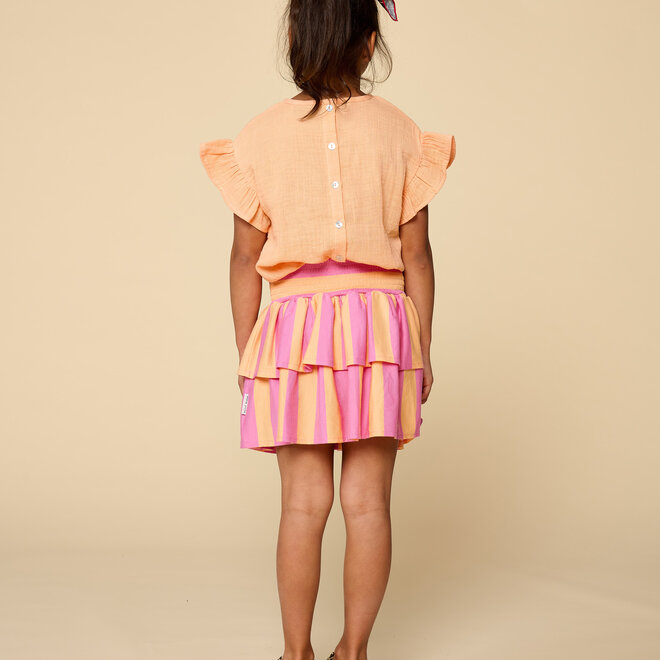 Petit Blush - Stripe smock skirt Cashmire rose/Peach cobbler