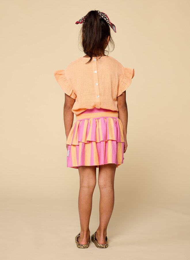 Petit Blush - Stripe smock skirt Cashmire rose/Peach cobbler