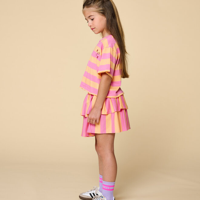 Petit Blush - Stripe smock skirt Cashmire rose/Peach cobbler