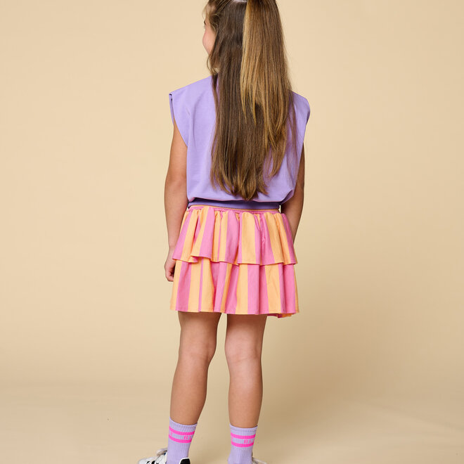 Petit Blush - Stripe smock skirt Cashmire rose/Peach cobbler