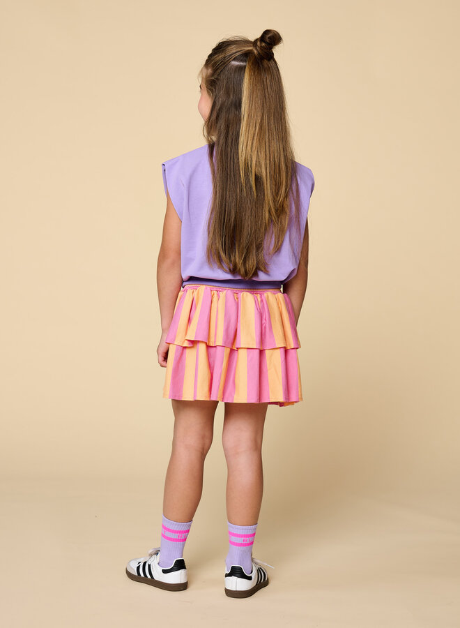 Petit Blush - Stripe smock skirt Cashmire rose/Peach cobbler
