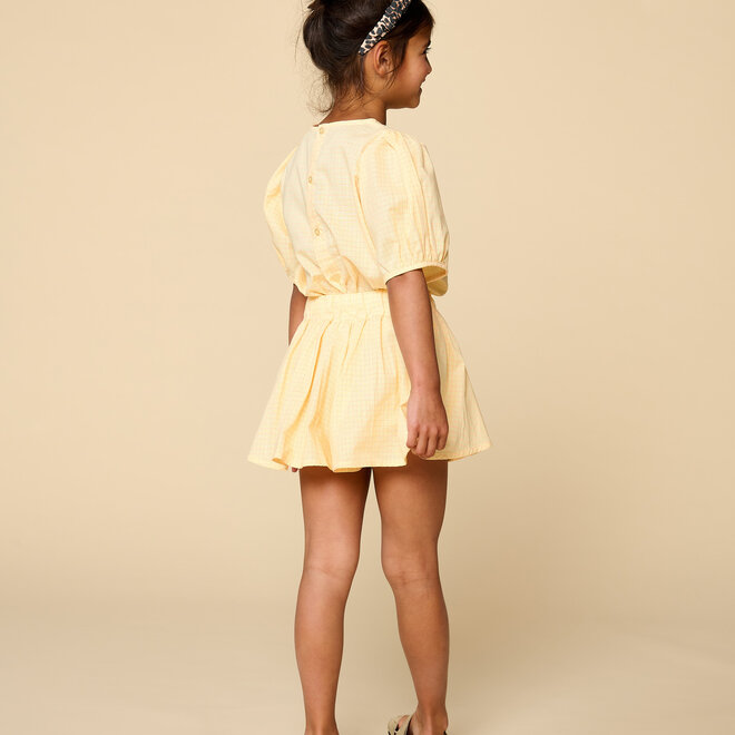 Petit Blush - Puff sleeve blouse Check butter yellow