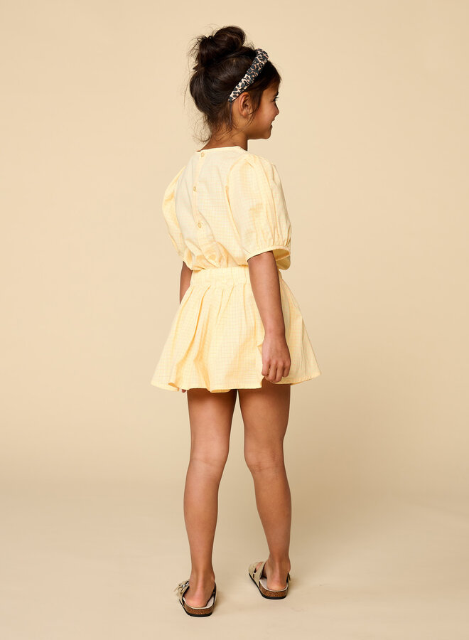 Petit Blush - Puff sleeve blouse Check butter yellow