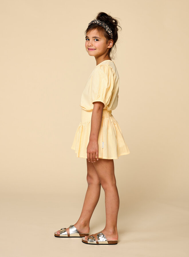Petit Blush - Puff sleeve blouse Check butter yellow