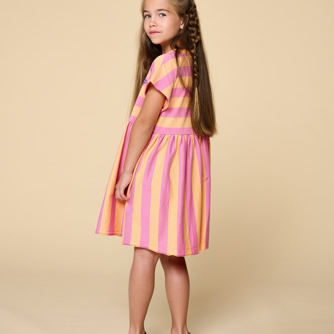 Petit Blush - Stripe dress Cashmire rose/Peach cobbler