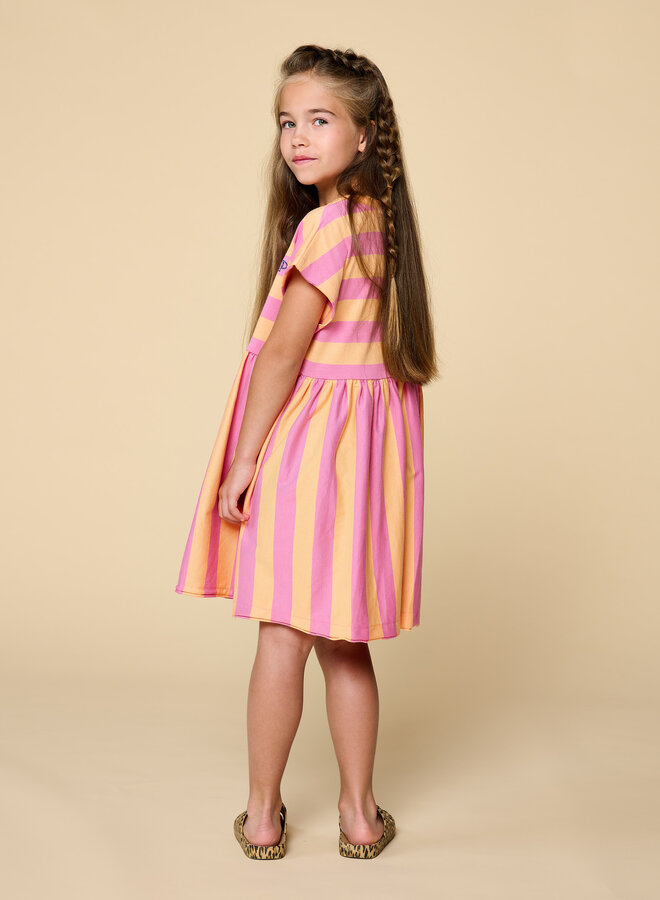 Petit Blush - Stripe dress Cashmire rose/Peach cobbler