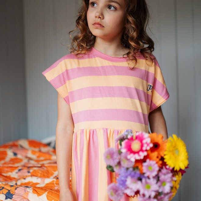 Petit Blush - Stripe dress Cashmire rose/Peach cobbler