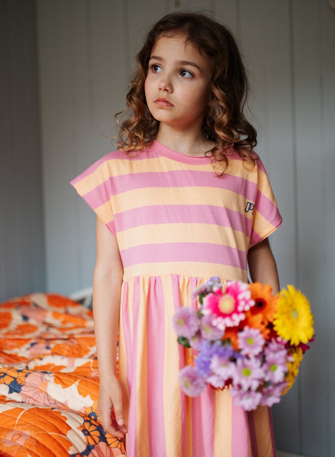 Petit Blush - Stripe dress Cashmire rose/Peach cobbler