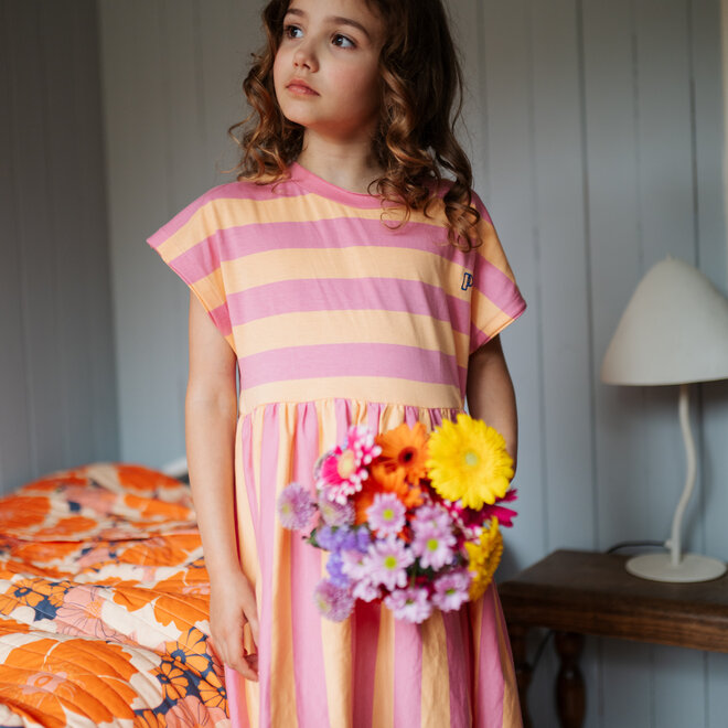 Petit Blush - Stripe dress Cashmire rose/Peach cobbler