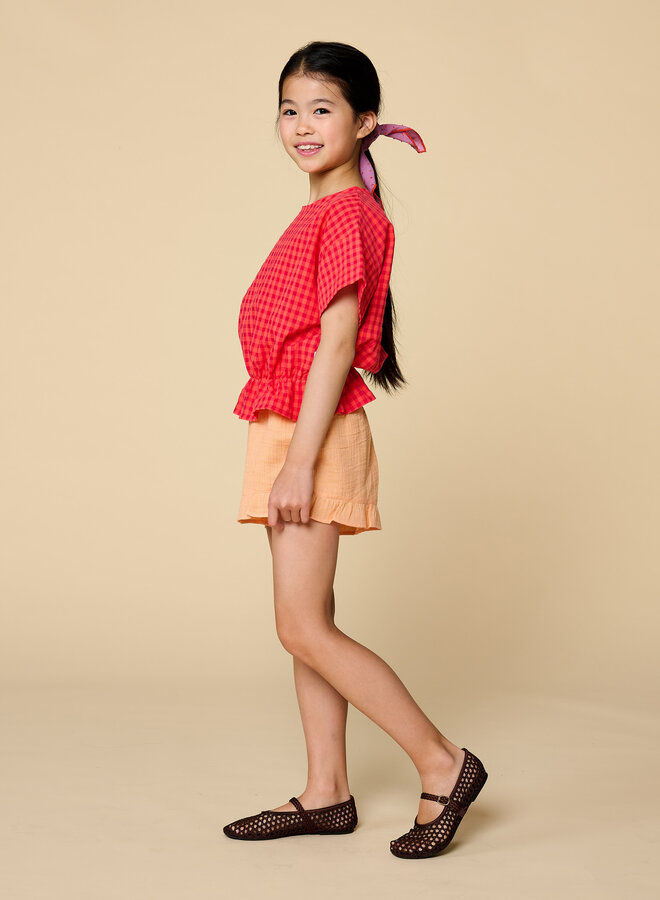 Petit Blush - Blouse elastic waiste Check red