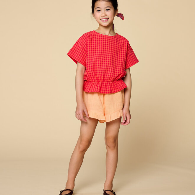 Petit Blush - Blouse elastic waiste Check red