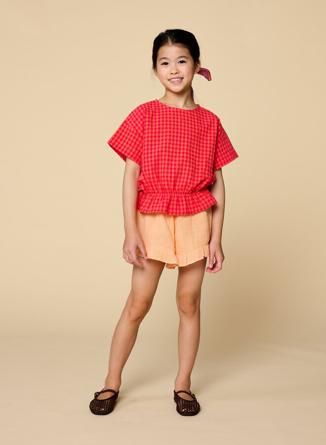 Petit Blush - Blouse elastic waiste Check red