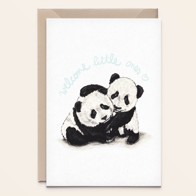 Kathings - Wenskaart Panda Twins