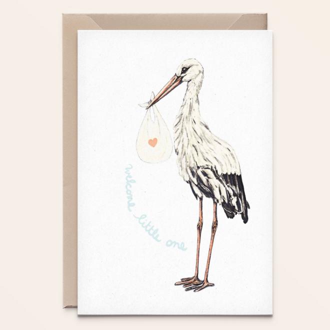 Kathings - Wenskaart Stork Little One