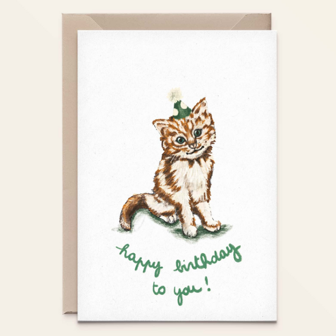 Kathings - Wenskaart Cat Happy Birthday