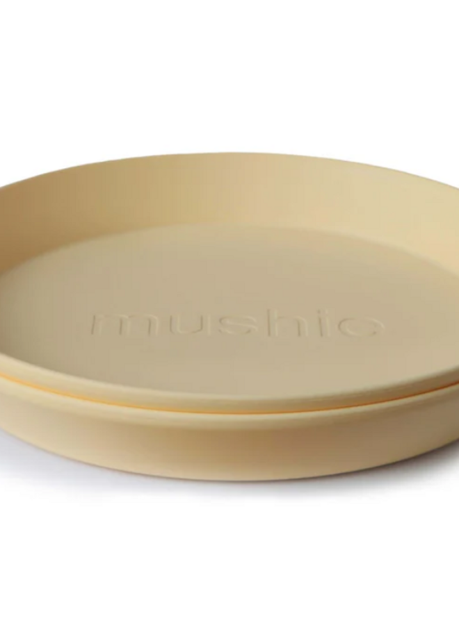Mushie - Plates round - Pale daffodil (2 pack)