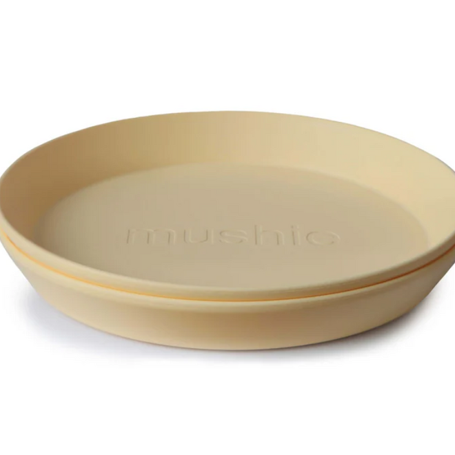 Mushie - Plates round - Pale daffodil (2 pack)