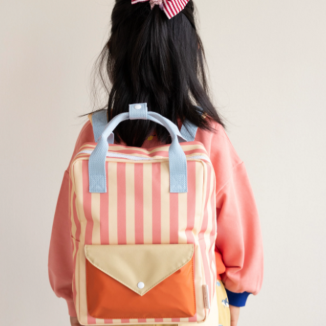 Sticky Lemon - Backpack medium - Wonders Envelope Stripes coral pink/Sandy yellow