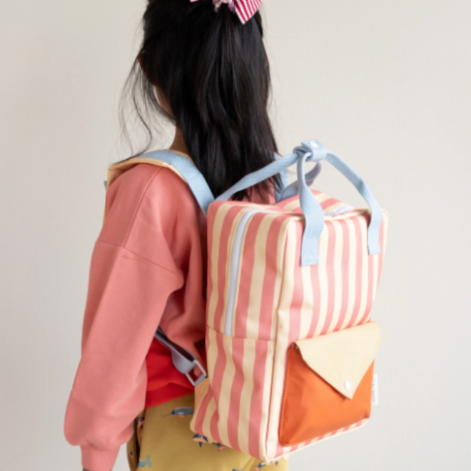 Sticky Lemon - Backpack medium - Wonders Envelope Stripes coral pink/Sandy yellow